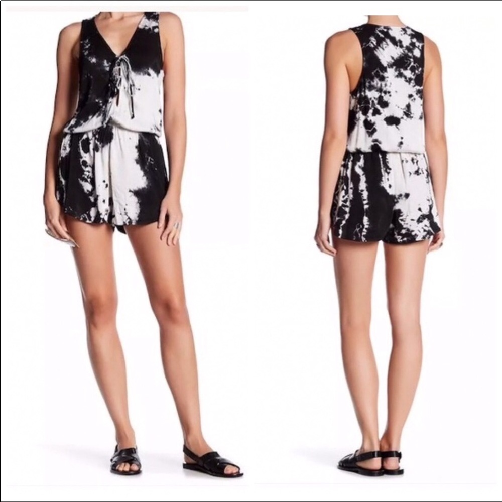 Green dragon tie dye sleeveless romper SMALL